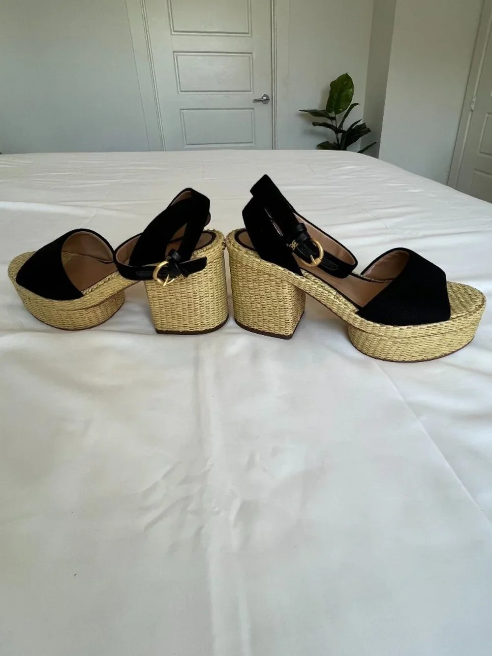 Sam Edelman Immie Platform Heels Espadrille Black Sandals Black Size 10